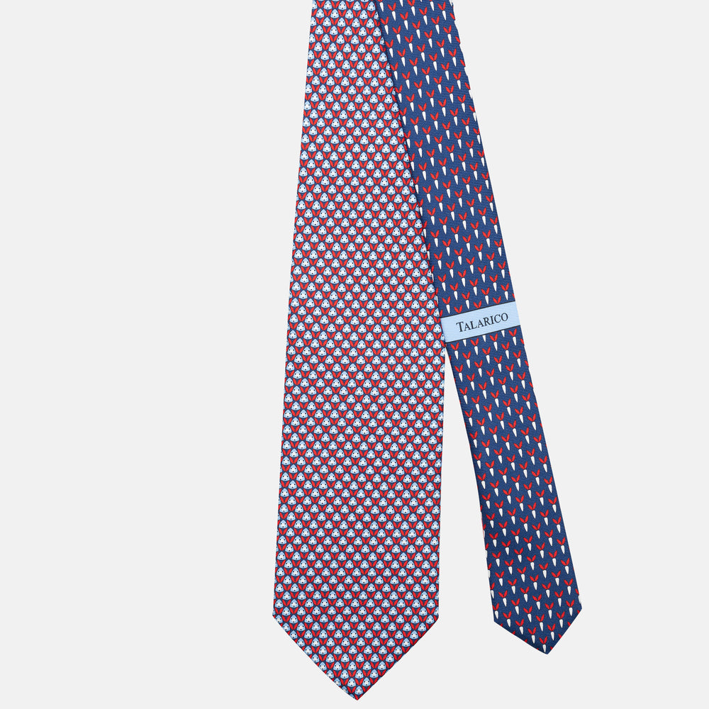 3-Fold Silk Tie, Rabbit Pattern, Blue and Red - JC062786_7