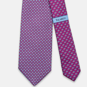 3-Fold Silk Tie, Fish Pattern, Magenta - JC062787_1