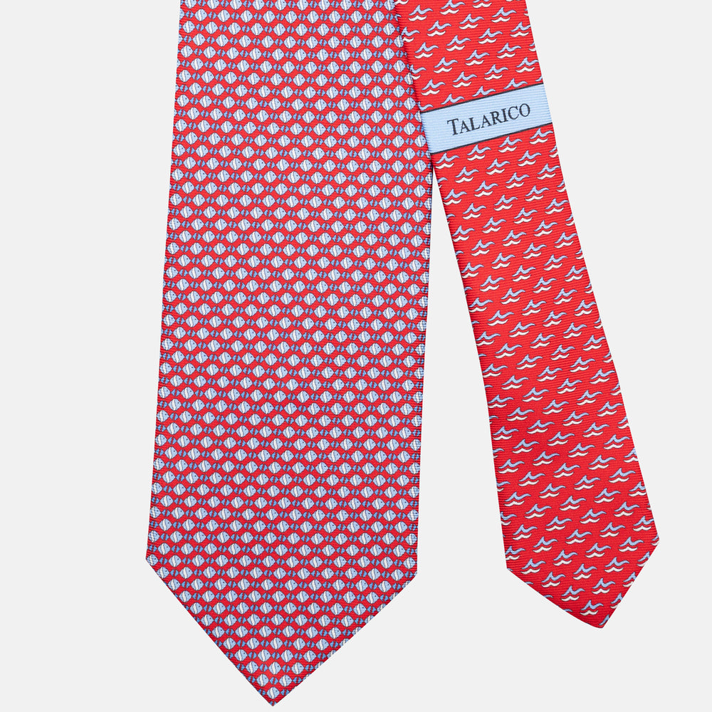 3-Fold Silk Tie, Fish Pattern, Red - JC062787_2