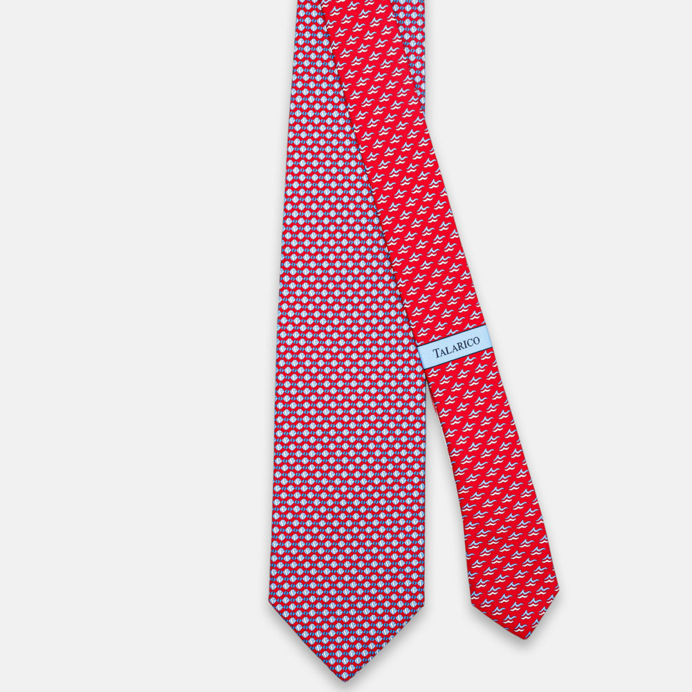 3-Fold Silk Tie, Fish Pattern, Red - JC062787_2