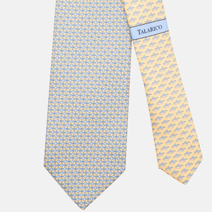 3-Fold Silk Tie, Fish Pattern, Yellow - JC062787_3