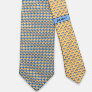 3-Fold Silk Tie, Fish Pattern, Yellow - JC062787_3