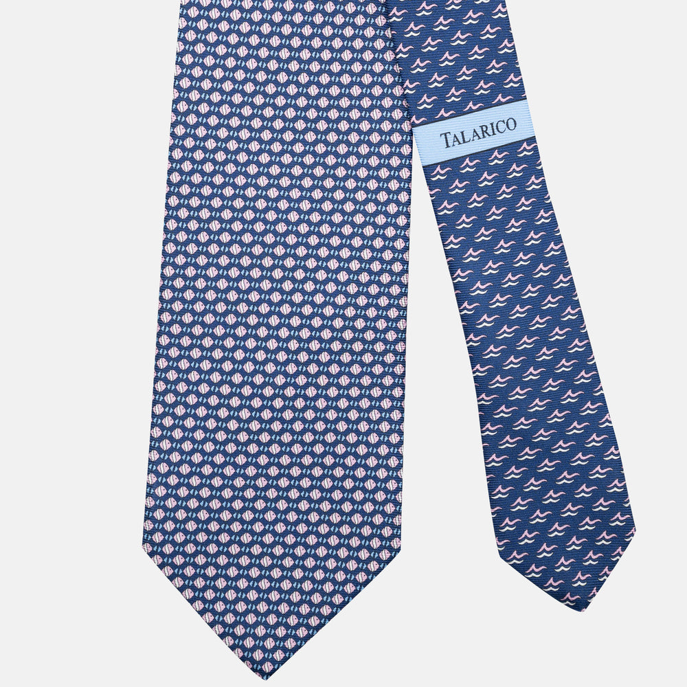 3-Fold Silk Tie, Fish Pattern, Blue Pink - JC062787_5
