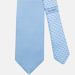 3-Fold Silk Tie, Fish Pattern, Light Blue - JC062787_6