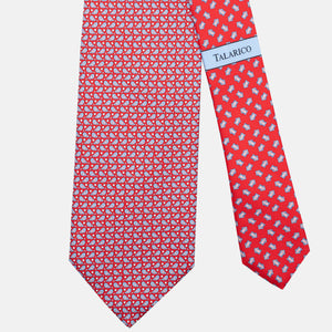 3-Fold Silk Tie, Sparrow Pattern, Red - JC062789_2