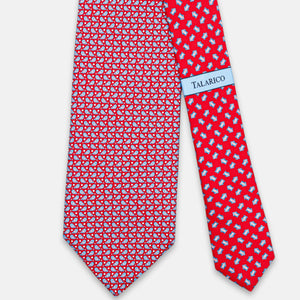 3-Fold Silk Tie, Sparrow Pattern, Red - JC062789_2