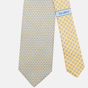 3-Fold Silk Tie, Sparrow Pattern, Yellow - JC062789_3