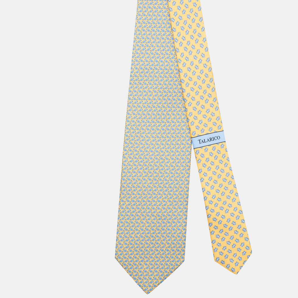 3-Fold Silk Tie, Sparrow Pattern, Yellow - JC062789_3