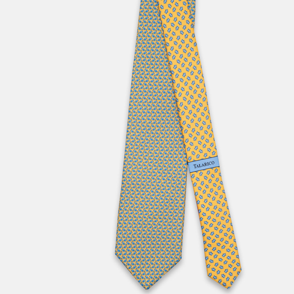 3-Fold Silk Tie, Sparrow Pattern, Yellow - JC062789_3