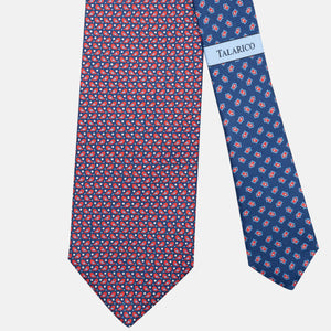 3-Fold Silk Tie, Sparrow Pattern, Blue and Red - JC062789_4
