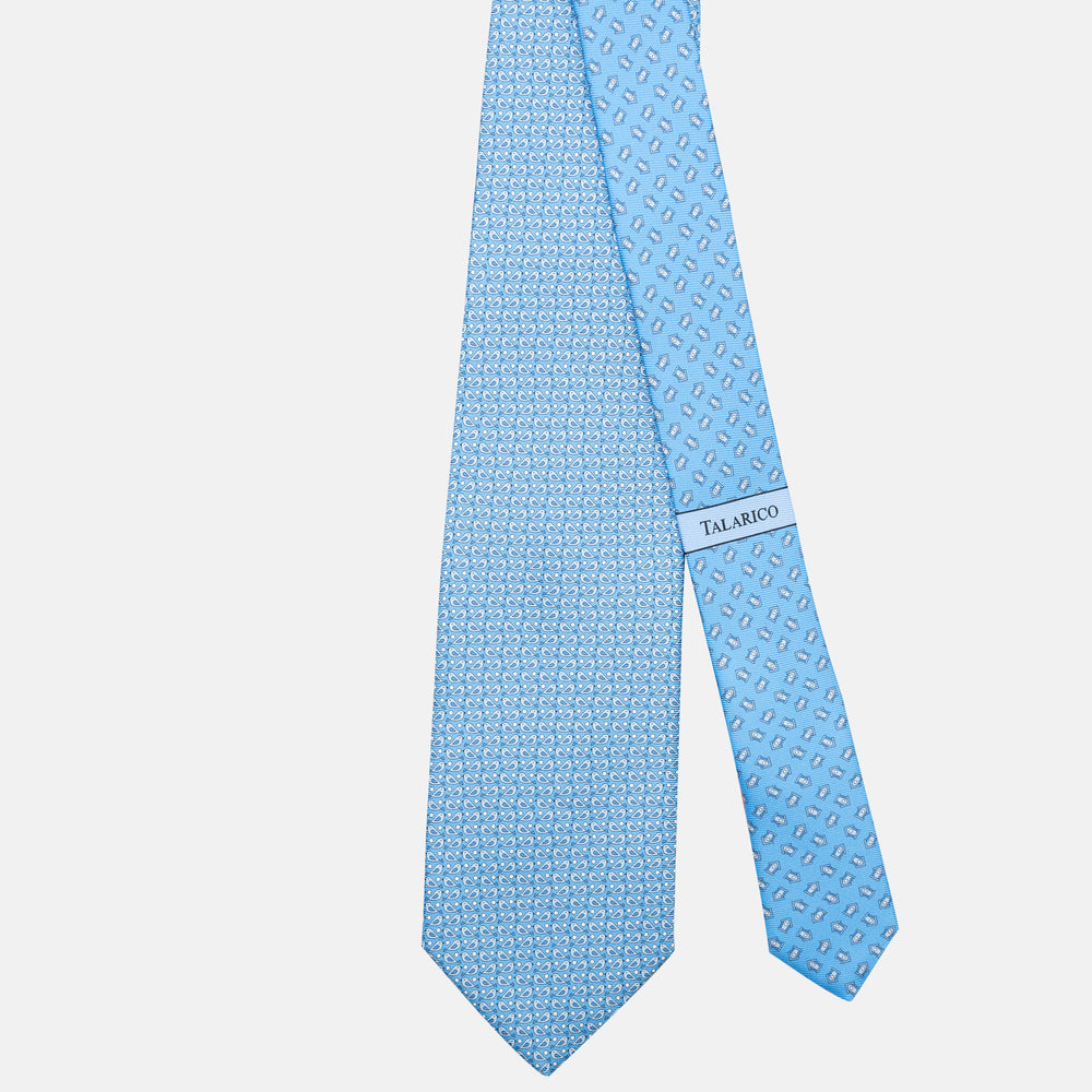 3-Fold Silk Tie, Sparrow Pattern, Light Blue - JC062789_5