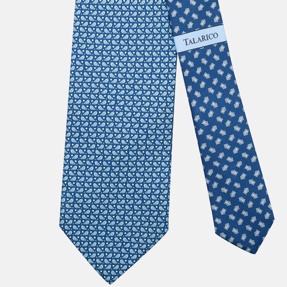 3-Fold Silk Tie, Sparrow Pattern, Light Blue - JC062789_6