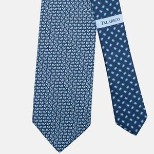 3-Fold Silk Tie, Sparrow Pattern, Blue - JC062789_7