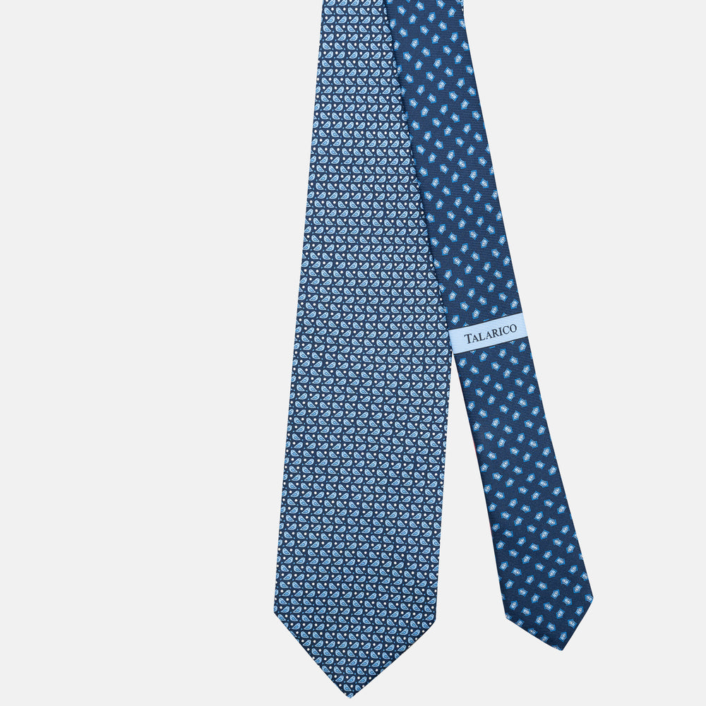 3-Fold Silk Tie, Sparrow Pattern, Blue - JC062789_7