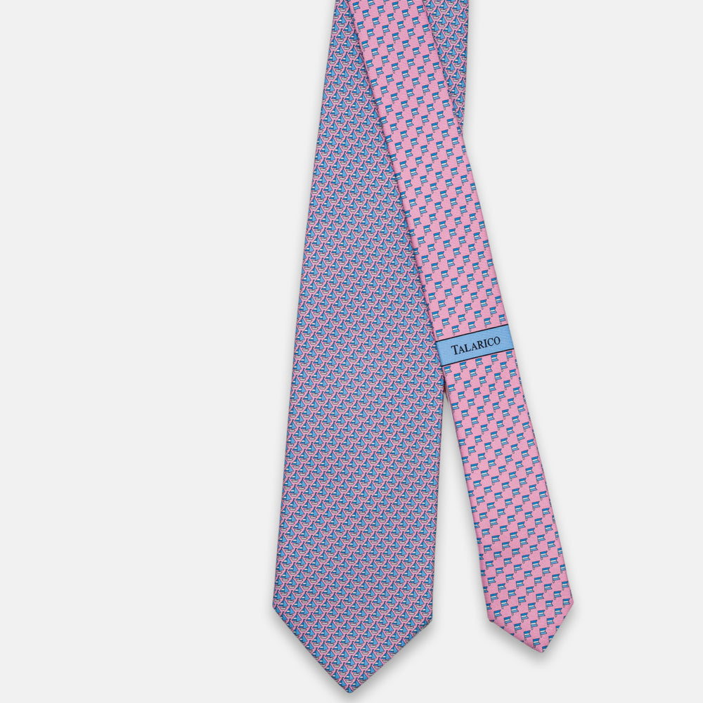 3-Fold Silk Tie, Boat Pattern, Pink - JC062793_1