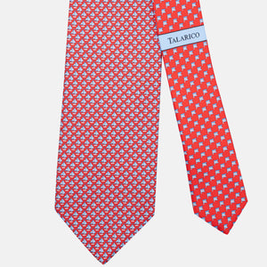 3-Fold Silk Tie, Boat Pattern, Red - JC062793_2