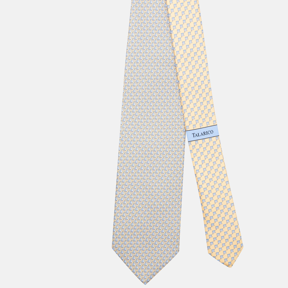 3-Fold Silk Tie, Boat Pattern, Yellow - JC062793_4