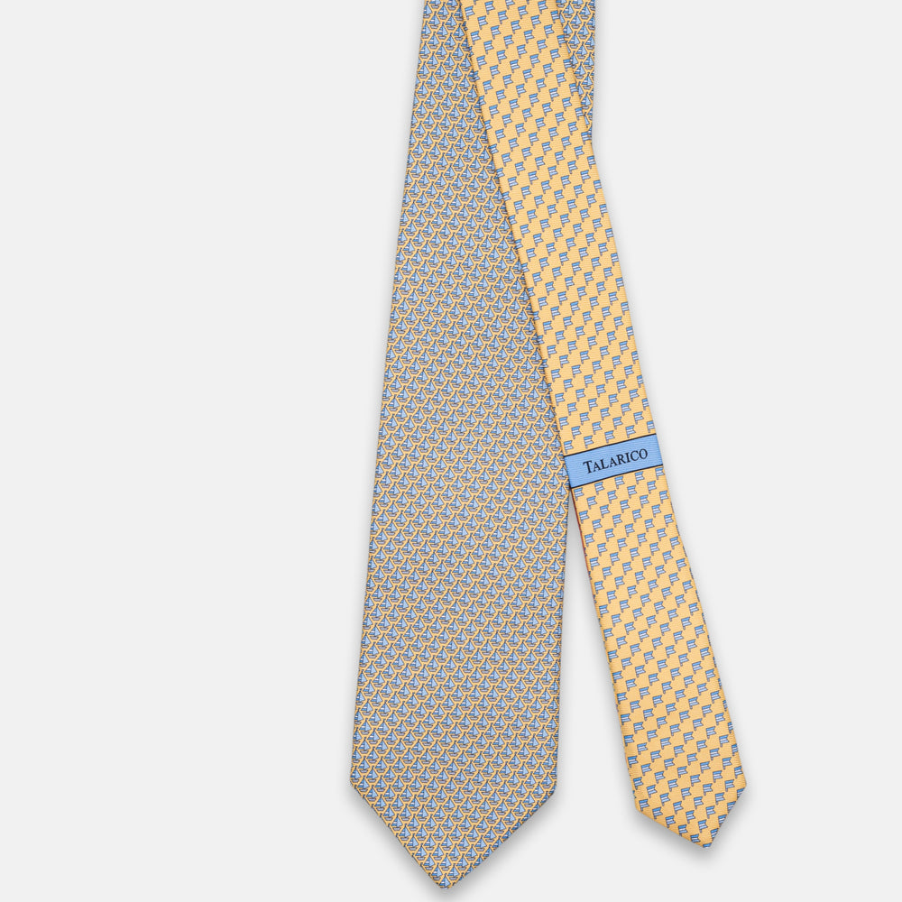 3-Fold Silk Tie, Boat Pattern, Yellow - JC062793_4
