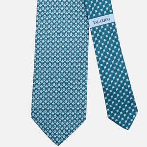 3-Fold Silk Tie, Boat Pattern, Teal - JC062793_5