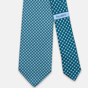 3-Fold Silk Tie, Boat Pattern, Teal - JC062793_5