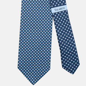 3-Fold Silk Tie, Boat Pattern, Blue - JC062793_6