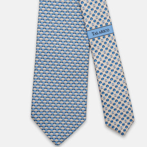 3-Fold Silk Tie, Crab Pattern, Beige - JC062798_1
