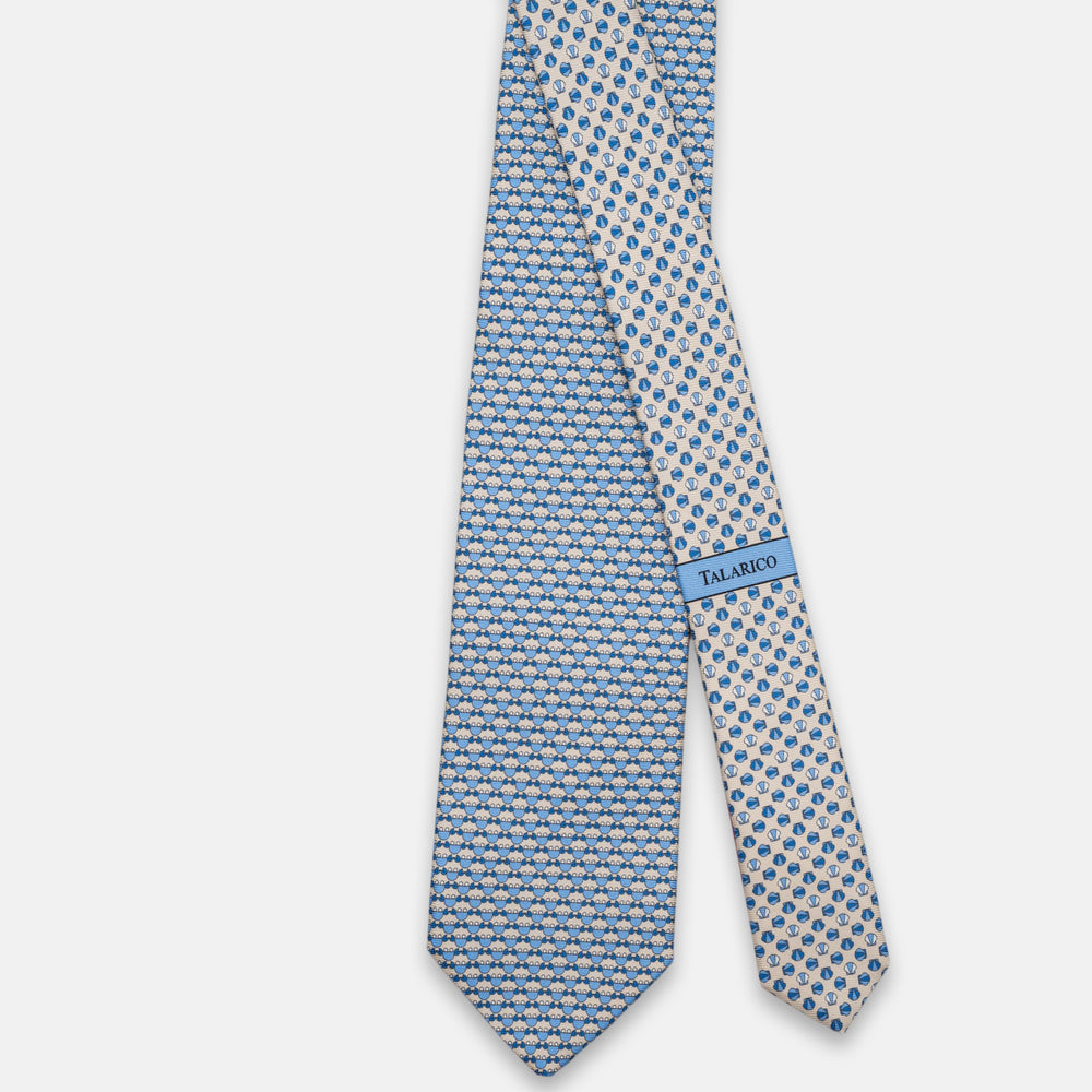 3-Fold Silk Tie, Crab Pattern, Beige - JC062798_1