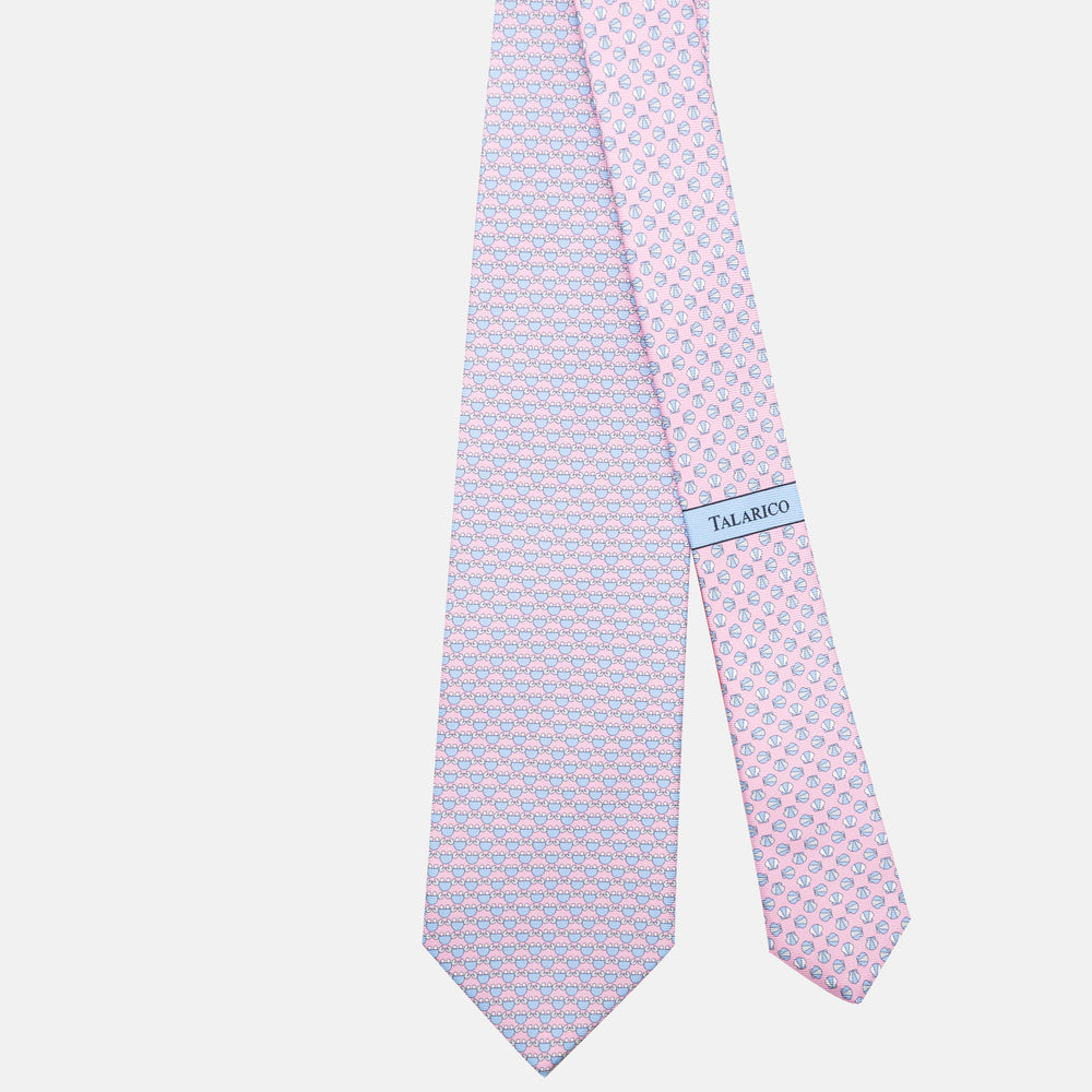 3-Fold Silk Tie, Crab Pattern, Pink - JC062798_2