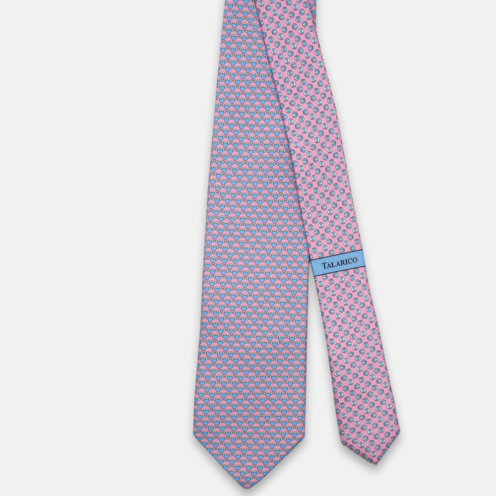3-Fold Silk Tie, Crab Pattern, Pink - JC062798_2