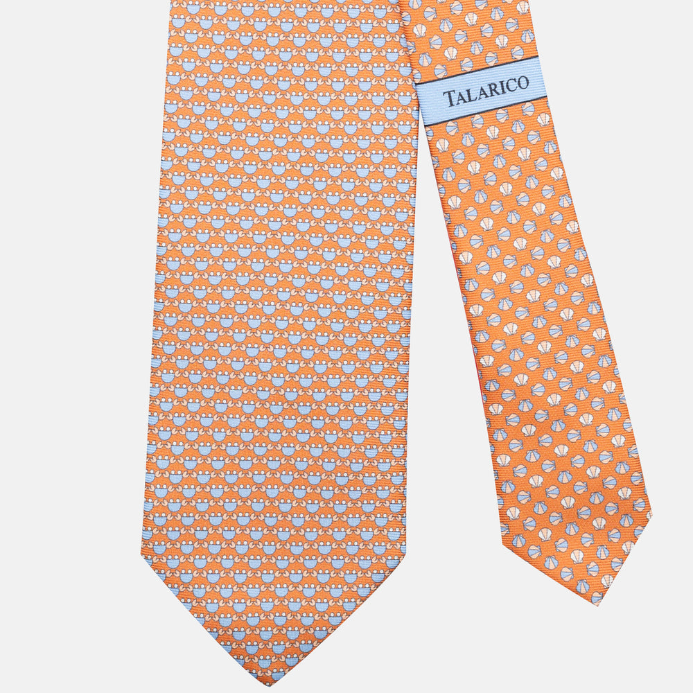 3-Fold Silk Tie, Crab Pattern, Orange - JC062798_3