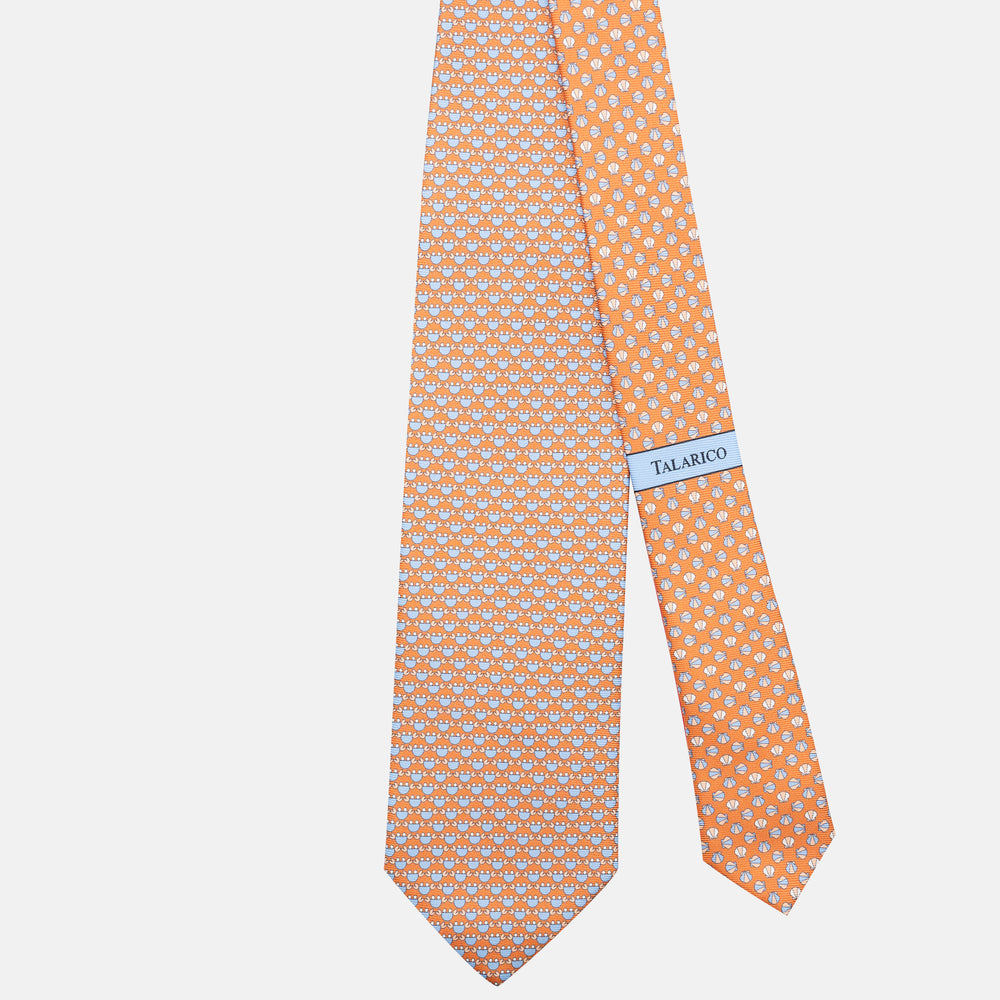 3-Fold Silk Tie, Crab Pattern, Orange - JC062798_3
