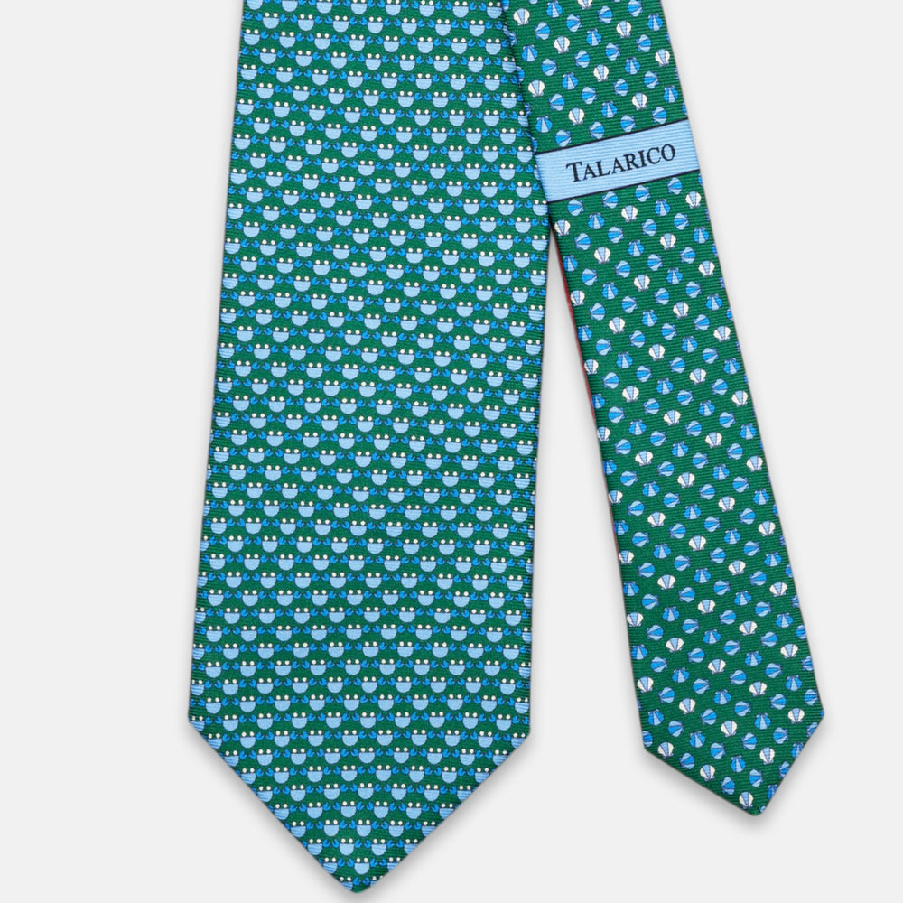 3-Fold Silk Tie, Crab Pattern, Green - JC062798_5