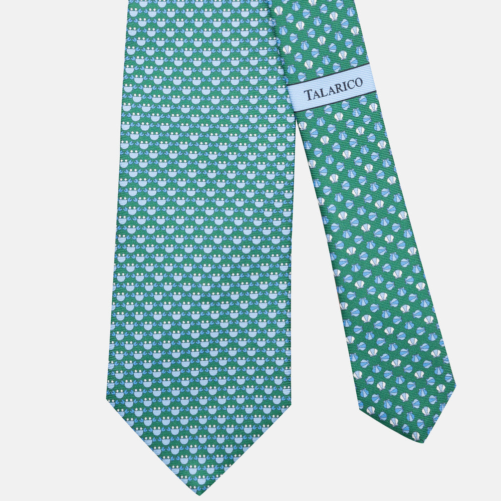 3-Fold Silk Tie, Crab Pattern, Green - JC062798_5