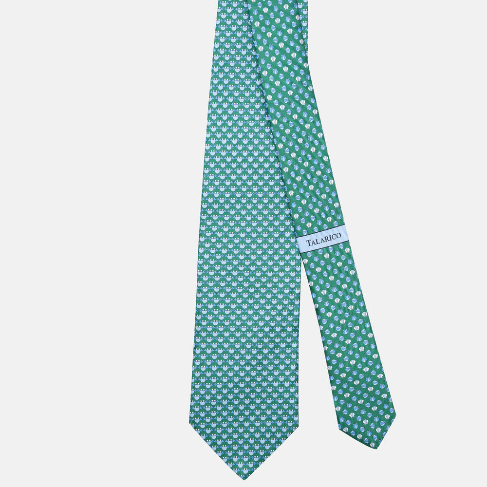 3-Fold Silk Tie, Crab Pattern, Green - JC062798_5