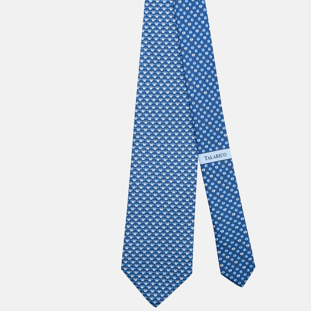 3-Fold Silk Tie, Crab Pattern, Light Blue - JC062798_6