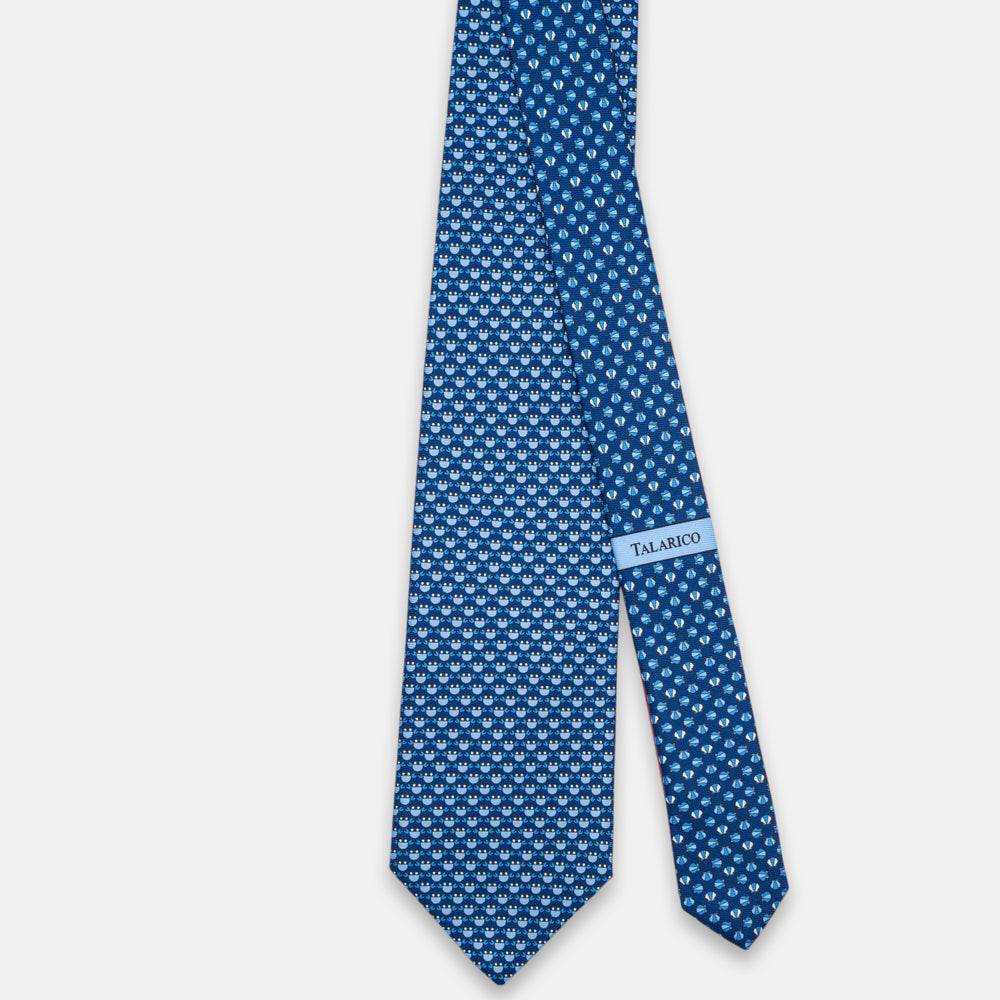 3-Fold Silk Tie, Crab Pattern, Light Blue - JC062798_6