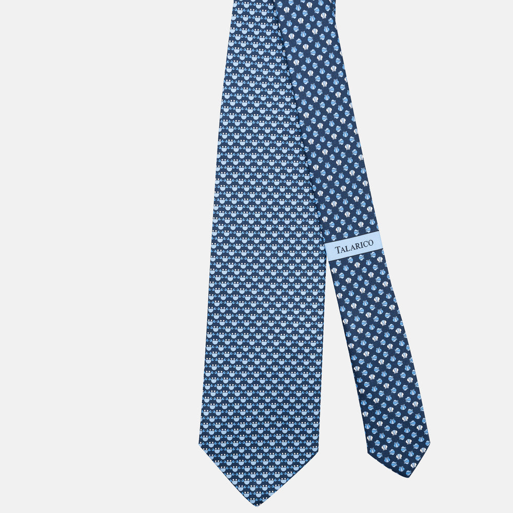 3-Fold Silk Tie, Crab Pattern, Blue - JC062798_7