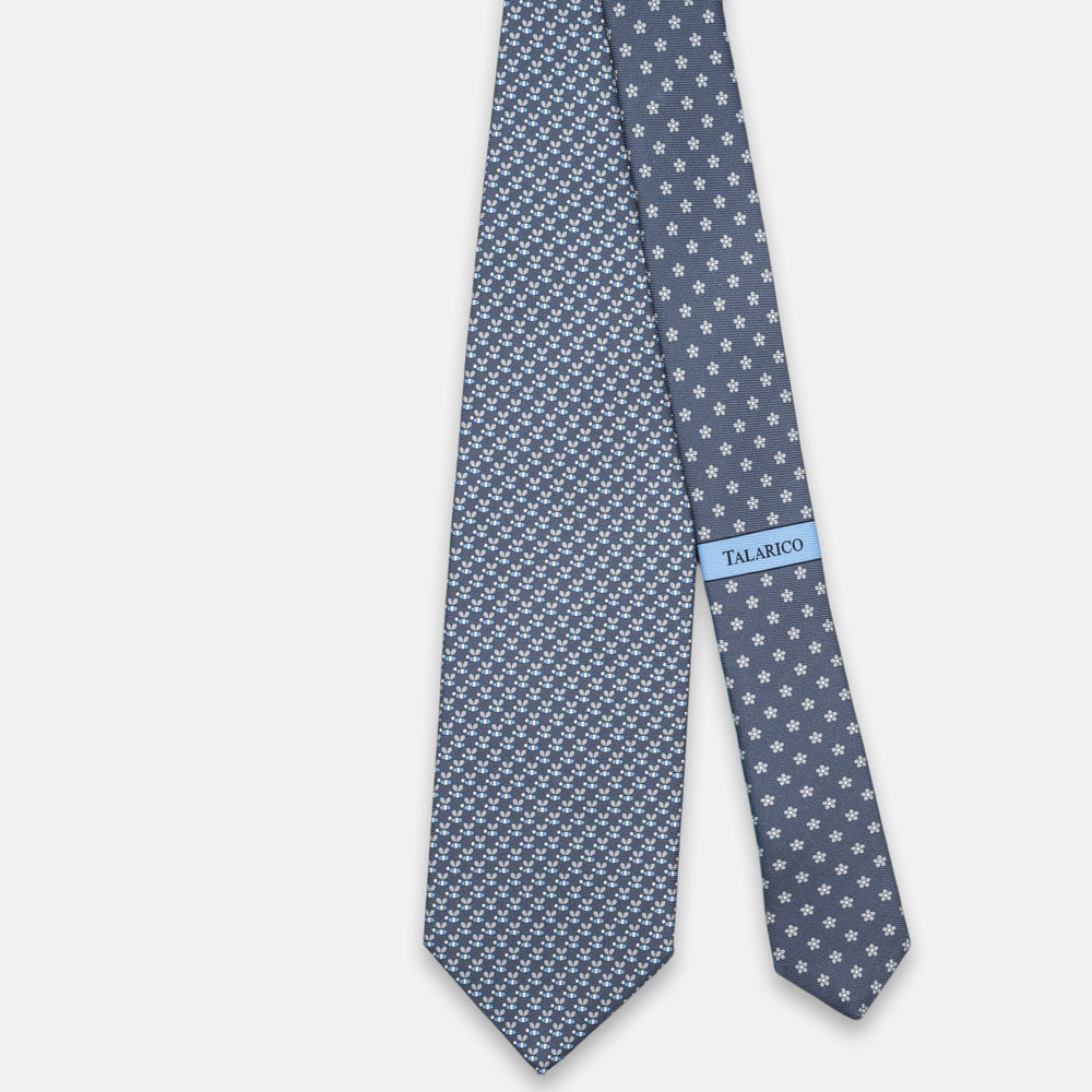 3-Fold Silk Tie, Bee Pattern, Grey - JC062919_1