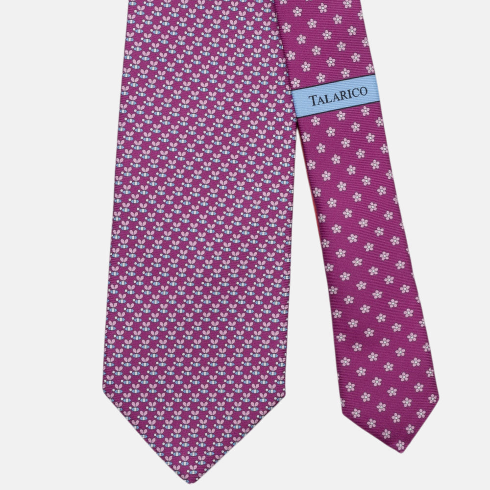 3-Fold Silk Tie, Bee Pattern, Magenta - JC062919_2