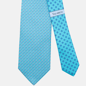 3-Fold Silk Tie, Bee Pattern, Turquoise - JC062919_3