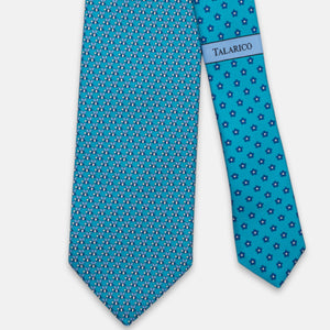 3-Fold Silk Tie, Bee Pattern, Turquoise - JC062919_3
