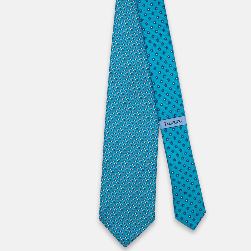3-Fold Silk Tie, Bee Pattern, Turquoise - JC062919_3