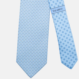 3-Fold Silk Tie, Bee Pattern, Light Blue - JC062919_4