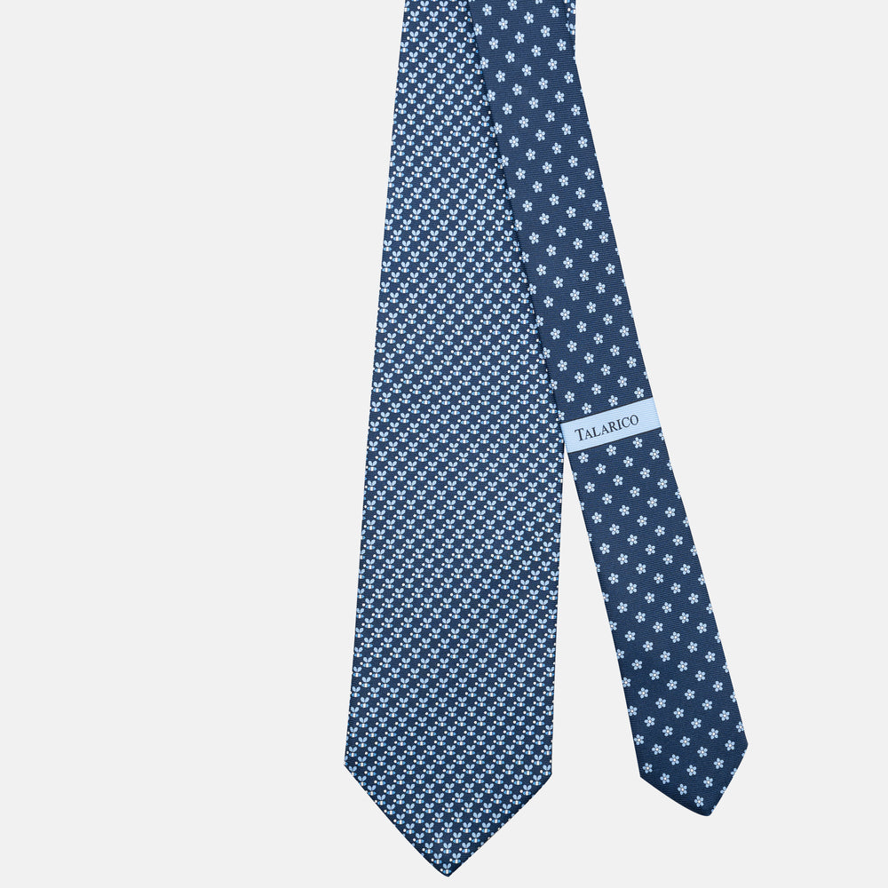 3-Fold Silk Tie, Bee Pattern, Blue - JC062919_5