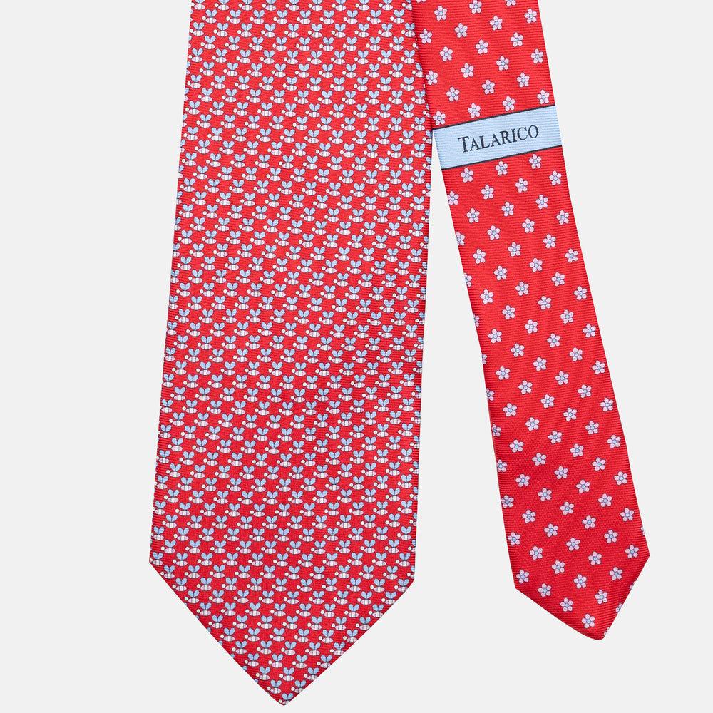 3-Fold Silk Tie, Bee Pattern, Red - JC062919_6