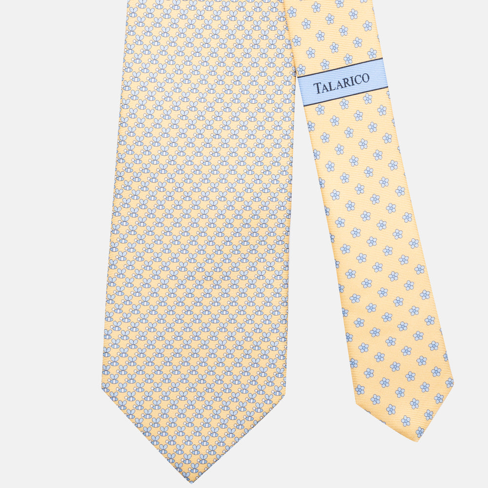 3-Fold Silk Tie, Bee Pattern, Yellow - JC062919_7