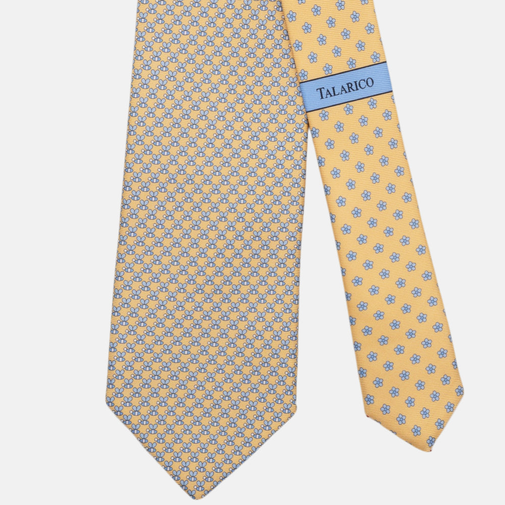 3-Fold Silk Tie, Bee Pattern, Yellow - JC062919_7