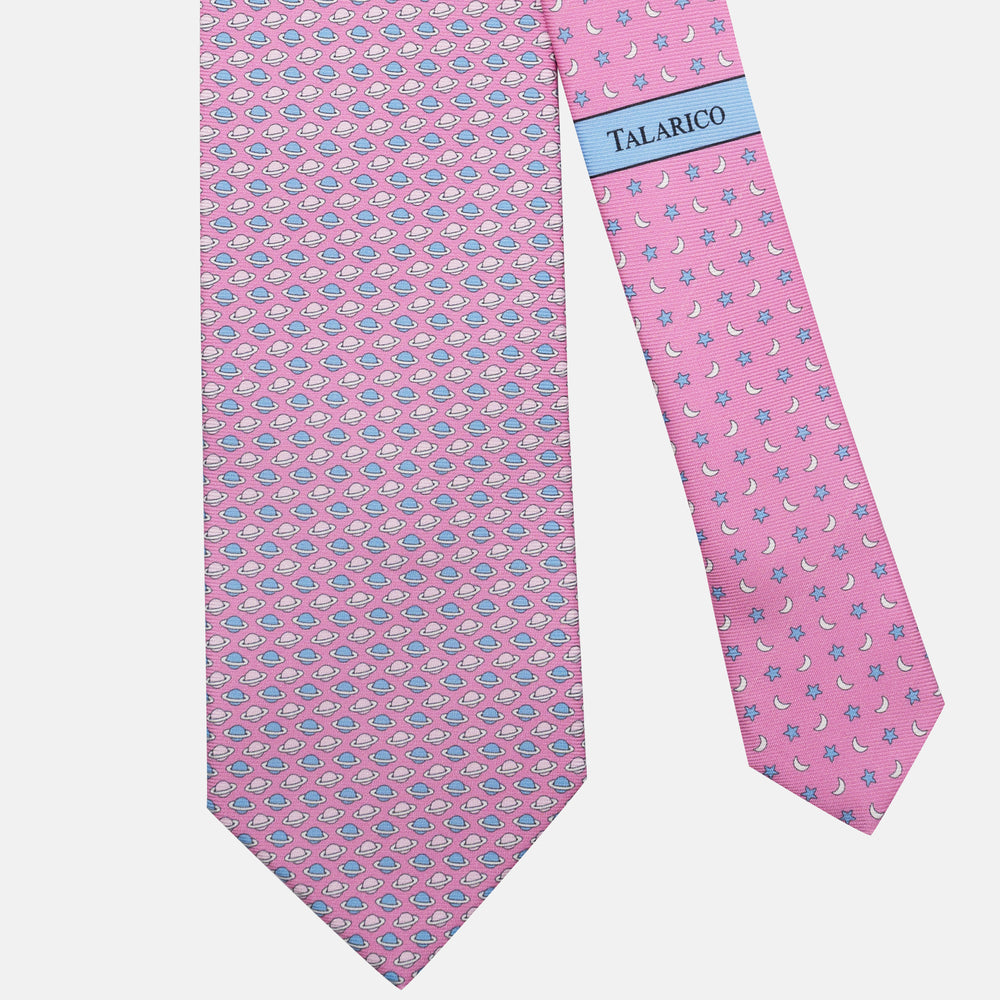 3-Fold Silk Tie, Planets Pattern, Pink - JC062931_3