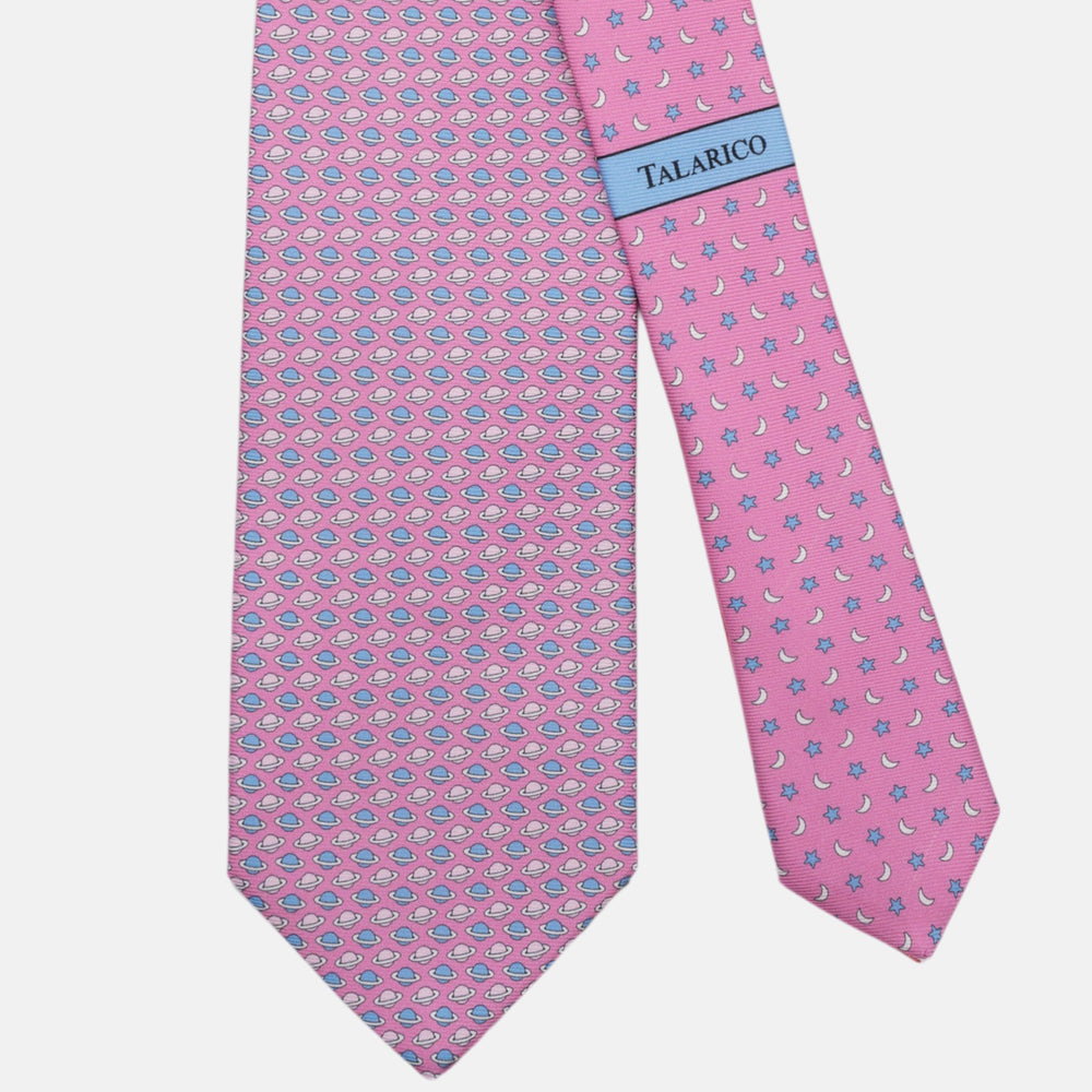 3-Fold Silk Tie, Planets Pattern, Pink - JC062931_3