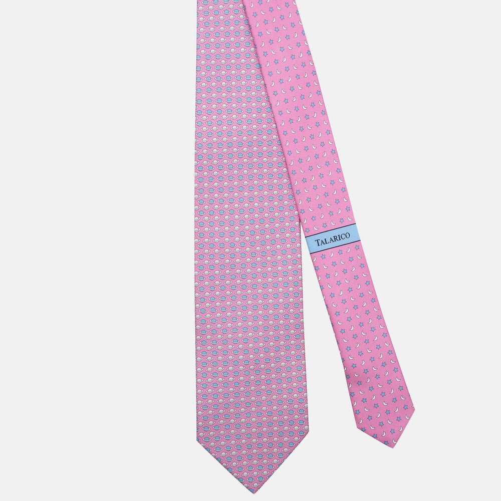 3-Fold Silk Tie, Planets Pattern, Pink - JC062931_3